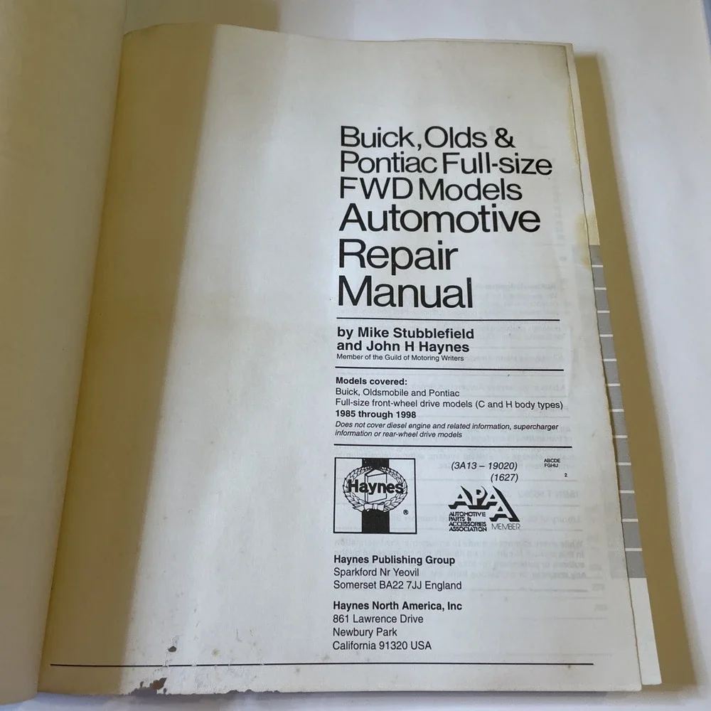 Haynes Buick/Oldsmobile/Pontiac Full Size Models 1985-93 FWD Repair manual